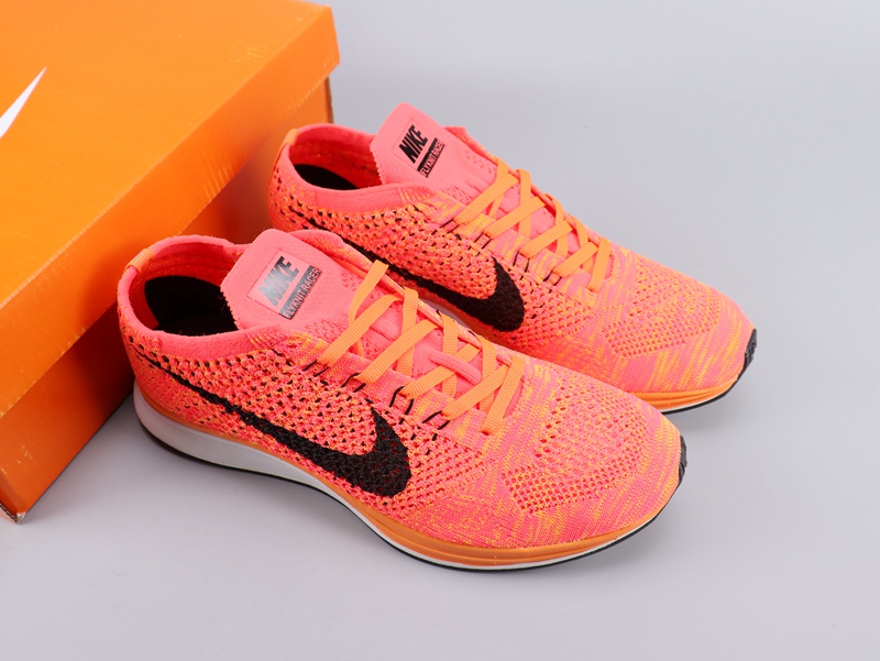 Nike Flyknit Racer Orange Black Shoes - Click Image to Close